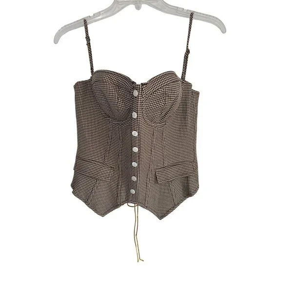 GUIZIO Edith Corset in Cafe Medium New Womens Sleeveless Tank Top